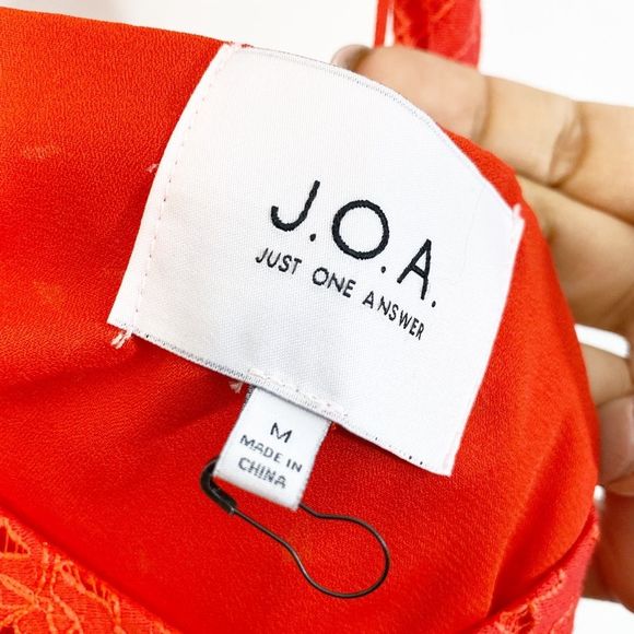 J.O.A. Melodrama Red Lace Wrap Front Midi Dress - Picture 6 of 8